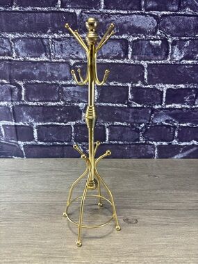 Vintage Mcm Gold Metal Coat Rack Style Jewelry Tree
